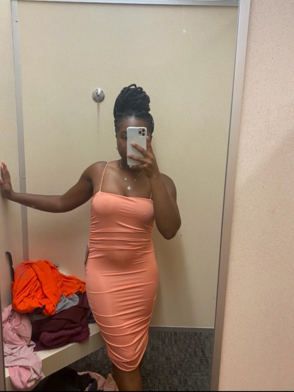 Love By Design Coral Spaghetti-Strap Midi Dress